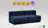 2 teiliges EEAZI modulares Sofa – 2 Mittelelementelemmel, in blauer Farbe