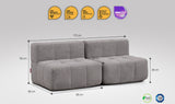 2 teiliges EEAZI modulares Sofa – 2 Mittelelementelemmel, in grauer Farbe