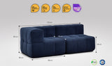 2 teiliges EEAZI modulares Sofa – 1 Eckelementmel und 1 Mittelelementelemmel, in blauer Farbe