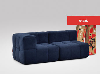 EEAZI modulares Sofa 1 Eckelement, 1 Mittelelement in Kombination, in blauer Farbe