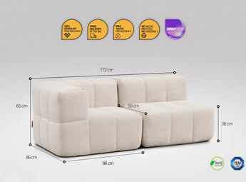 2 teiliges EEAZI modulares Sofa – 1 Eckelementmel und 1 Mittelelementelemmel, in beiger Farbe
