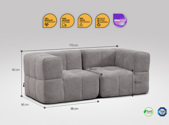 2 teiliges EEAZI modulares Sofa – 2 Eckelementelemmel, in grauer Farbe
