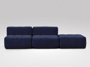 EEAZI modulares Sofa - 2 Mittelelemente, 1 Hocker - blau