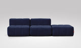 EEAZI modulares Sofa - 2 Mittelelemente, 1 Hocker - blau