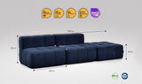 3-teiliges EEAZI Sofa – 2 Mittelelemente, 1 Hocker, in blauer Farbe, Version 2