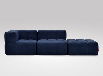 EEAZI modulares Sofa - 1 Eckelement, 1 Mittelelement, 1 Hocker - blau