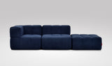 EEAZI modulares Sofa - 1 Eckelement, 1 Mittelelement, 1 Hocker - blau