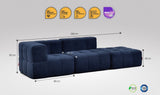 3-teiliges EEAZI Sofa – 1 Eckelement, 1 Mittelelement, 1 Hocker, in blauer Farbe, Version 1