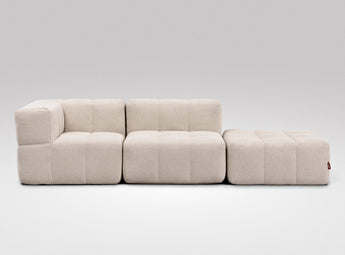 EEAZI modulares Sofa - 1 Eckelement, 1 Mittelelement, 1 Hocker - beige