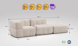 3-teiliges EEAZI Sofa – 1 Eckelement, 1 Mittelelement, 1 Hocker, in beiger Farbe , Version 1