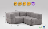 3-teiliges EEAZI Sofa – 1 Eckelement, 2 Mittelelemente modul, in grauer Farbe, Version 1