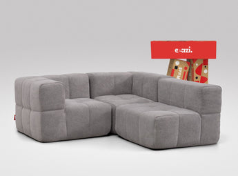 EEAZI modulares Sofa 1 Eckelement, 2 Mittelelemente in Kombination, in grauer Farbe