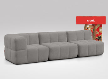 EEAZI modulares Sofa 1 Eckelement, 2 Mittelelemente in Kombination, in grauer Farbe