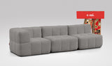 EEAZI modulares Sofa 1 Eckelement, 2 Mittelelemente in Kombination, in grauer Farbe
