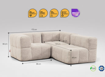 3-teiliges EEAZI Sofa – 1 Eckelement, 2 Mittelelemente modul, in beiger Farbe , Version 1