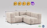 3-teiliges EEAZI Sofa – 1 Eckelement, 2 Mittelelemente modul, in beiger Farbe , Version 1