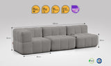 3-teiliges EEAZI Sofa – 1 Eckelement, 2 Mittelelemente modul, in grauer Farbe, Version 2