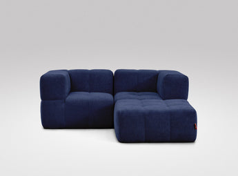 EEAZI modulares Sofa - 2 Eckelementelem, 1 Hocker - blau