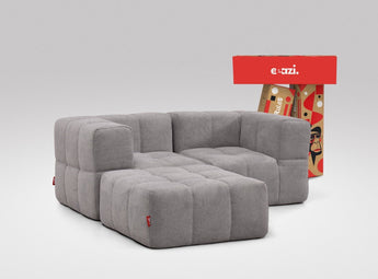 EEAZI modulares Sofa 2 Eckelementelem, 1 Hocker in Kombination, in grauer Farbe