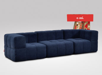 EEAZI modulares Sofa 2 Eckelementelem, 1 Mittelelement in Kombination, in blauer Farbe
