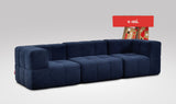 EEAZI modulares Sofa 2 Eckelementelem, 1 Mittelelement in Kombination, in blauer Farbe