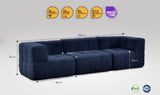 3-teiliges EEAZI Sofa – 2 Eckelementelemmel, 1 Mittelelementelemmel, in blauer Farbe, Version 2