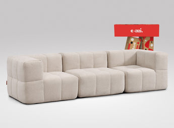 EEAZI modulares Sofa 2 Eckelementelem, 1 Mittelelement in Kombination, in Beige