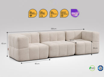 3-teiliges EEAZI Sofa – 2 Eckelementelemmel, 1 Mittelelementelemmel, in beiger Farbe , Version 2