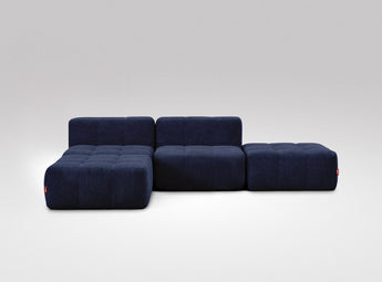 EEAZI modulares Sofa - 2 Mittelelemente, 2 Hocker - blau