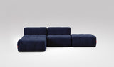 EEAZI modulares Sofa - 2 Mittelelemente, 2 Hocker - blau
