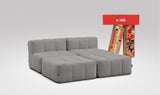 EEAZI modulares Sofa 2 Mittelelemente, 2 Hocker im Set, in grauer Farbe