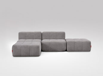 EEAZI modulares Sofa - 2 Mittelelemente, 2 Hocker - grau