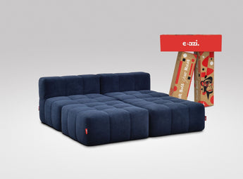 EEAZI modulares Sofa 2 Mittelelemente, 2 Hocker im Set, in blauer Farbe