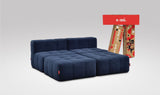 EEAZI modulares Sofa 2 Mittelelemente, 2 Hocker im Set, in blauer Farbe