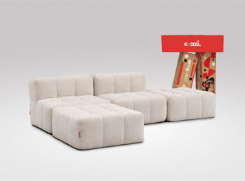 EEAZI modulares Sofa 2 Mittelelemente, 2 Hocker im Set, in Beige