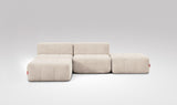 EEAZI modulares Sofa - 2 Mittelelemente, 2 Hocker - beige