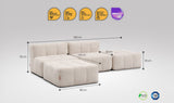 4-teiliges EEAZI-Sofa– 2 Mittelelemente, 2 Hocker, in beiger Farbe , Version 1