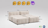 EEAZI modulares Sofa - 2 Mittelelemente, 2 Hocker - beige