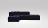 EEAZI modulares Sofa - 1 Eckelement, 1 Mittelelement, 2 Hocker - blau