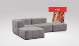 EEAZI modulares Sofa 1 Eckelement, 1 Mittelelement, 2 Hocker im Set, in grauer Farbe