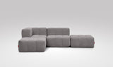 EEAZI modulares Sofa - 1 Eckelement, 1 Mittelelement, 2 Hocker - grau