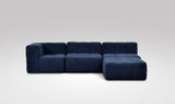 EEAZI modulares Sofa - 1 Eckelement, 2 Mittelelemente, 1 Hocker - blau