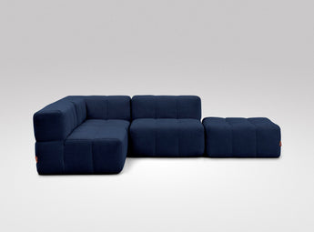 EEAZI modulares Sofa - 1 Eckelement, 2 Mittelelemente, 1 Hocker - blau