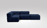 EEAZI modulares Sofa - 1 Eckelement, 2 Mittelelemente, 1 Hocker - blau