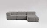 EEAZI modulares Sofa - 1 Eckelement, 2 Mittelelemente, 1 Hocker - grau
