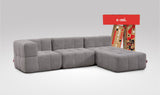 EEAZI modulares Sofa 1 Eckelement, 2 Mittelelemente, 1 Hocker in Kombination, in grauer Farbe