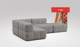 EEAZI modulares Sofa 1 Eckelement, 2 Mittelelemente, 1 Hocker in Kombination, in grauer Farbe