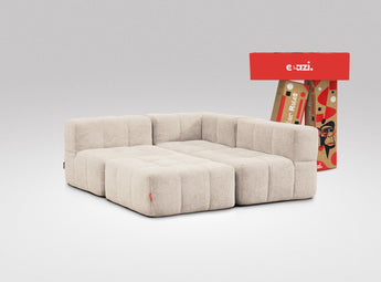 EEAZI modulares Sofa 1 Eckelement, 2 Mittelelemente, 1 Hocker in Kombination, in Beige