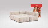 EEAZI modulares Sofa 1 Eckelement, 2 Mittelelemente, 1 Hocker in Kombination, in Beige