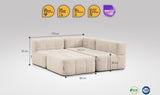 4-teiliges EEAZI-Sofa– 1 Eckelement, 2 Mittelelemente, 1 Hocker, in beiger Farbe , Version 1
